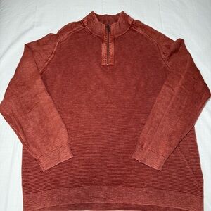 Tommy Bahama Men’s Burnt Orange 1/4 Zip Pullover Waffle Sweater Size XXL Casual